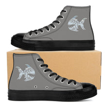 Load image into Gallery viewer, Ti Amo I love you - Exclusive Brand  - Natural Gray- Angry Fish - High Top Canvas Shoes - Black  Soles
