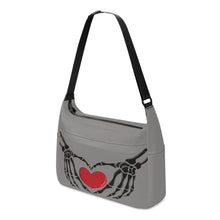 Load image into Gallery viewer, Ti Amo I love you - Exclusive Brand - Natural Gray - Skeleton Heart Hands - Journey Computer Shoulder Bag
