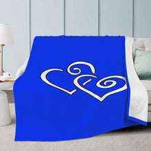 Load image into Gallery viewer, Ti Amo I love you - Exclusive Brand  - Blue Blue Eyes - Micri Fleece Double White Heart - Micro Fleece Blankets
