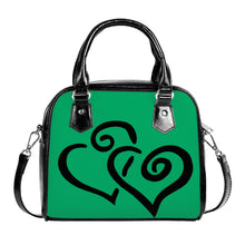 Load image into Gallery viewer, Ti Amo I love you - Exclusive Brand - Go Green - Double Black Heart -  Shoulder Handbag
