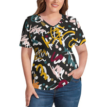 Load image into Gallery viewer, Ti Amo I love you - Exclusive Brand - Womens Plus Size V-Neck Short Sleeve Ladies T-Shirts - Sizes XL-4XL
