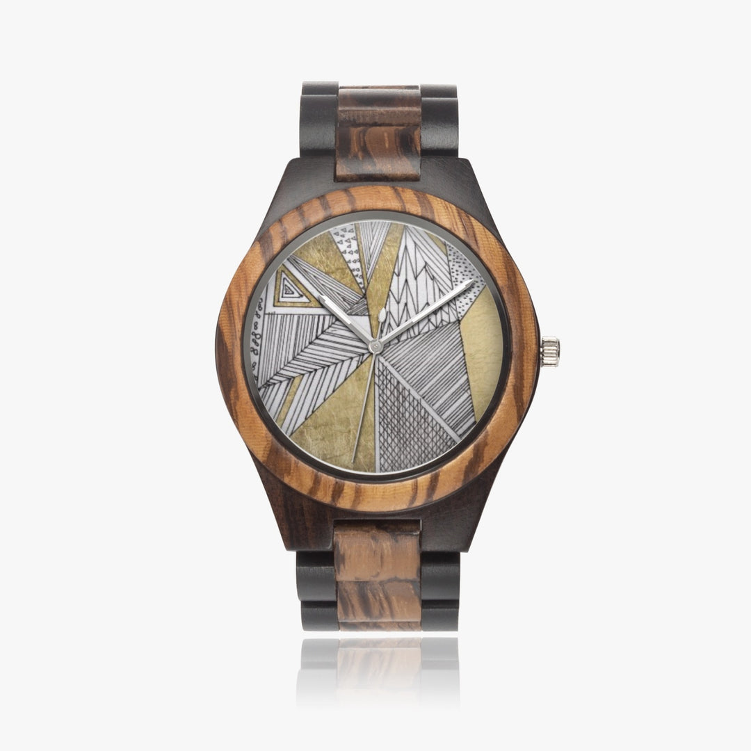 Ti Amo I love you - Exclusive Brand - Unisex Geometrical Designer Indian Ebony Wood Watch 45mm