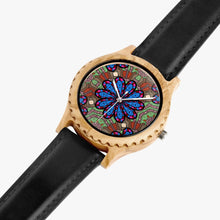 Load image into Gallery viewer, Ti Amo I love you - Exclusive Brand - Flower Pattern - Womens Designer Italian Olive Wood Watch - Leather Strap
