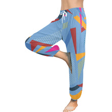 Load image into Gallery viewer, Ti Amo I love you  - Exclusive Brand  - Blue Geometric Pattern - Women&#39;s Harem Pants
