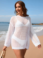 Load image into Gallery viewer, Openwork Dropped Shoulder Long Sleeve Cover-Up
