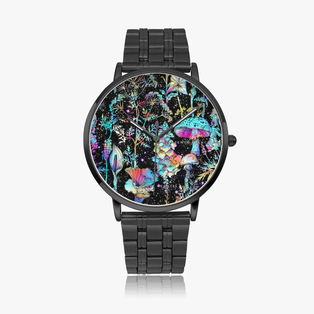 Ti Amo I love you - Exclusive Brand - Psychedelic Mushroom - Unisex Designer Instafamous Steel Strap Quartz Watch Black 42mm