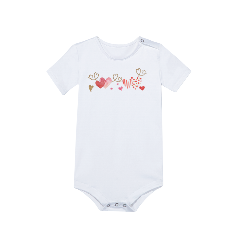 Ti Amo I love you - Exclusive Brand - Heart Baby's Short Sleeve Romper Jumpsuit - Sizes 0-24mths