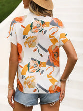 Load image into Gallery viewer, Printed Notched Short Sleeve Blouse
