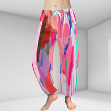 Load image into Gallery viewer, Ti Amo I love you - Exclusive Brand  - Pink &amp; Hot Pink with Lines - Women&#39;s Harem Pants - Sizes XS-2XL
