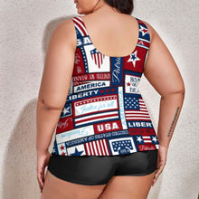 Load image into Gallery viewer, Ti Amo I love you - Exclusive Brand - USA Red White &amp; Blue - Women&#39;s Plus Size Drawstring 2pc Swimsuit - Sizes XL-6XL
