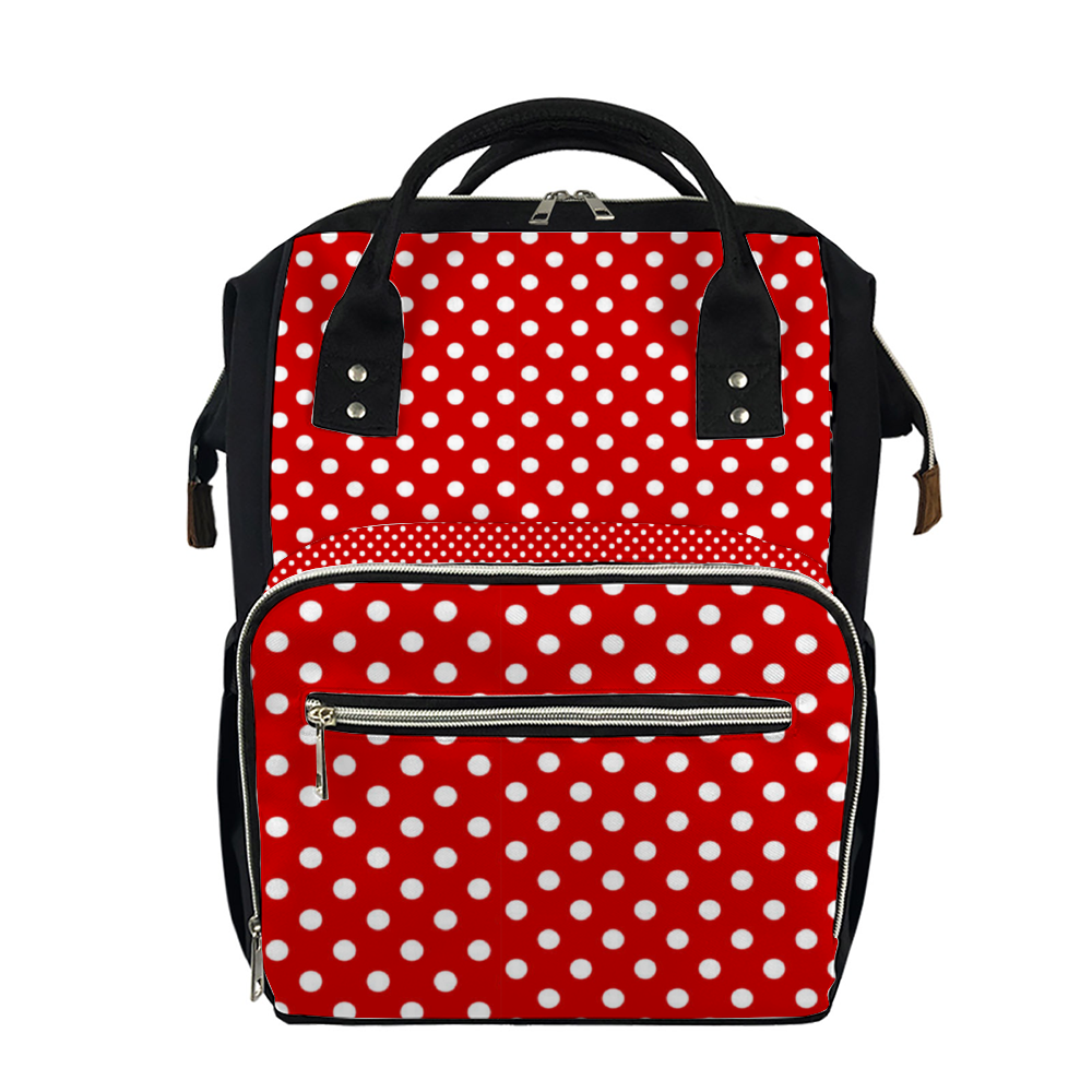 Ti Amo I love you Exclusive Brand  - Chili Pepper with White Polka Dots - Mommy Bag Multifunctional Waterproof Diaper Bag Ultra-Large Backpack