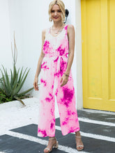 Load image into Gallery viewer, Tie-Dye Tie Waist Sleeveless Jumpsuit
