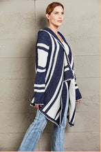 Load image into Gallery viewer, Woven Right Striped Open Front Hooded Cardigan
