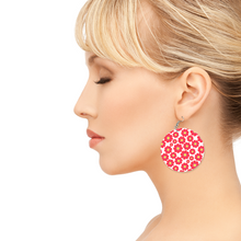 Load image into Gallery viewer, Ti Amo I love you - Exclusive Brand - Rose Madder Flowers - Geometric Round Wooden Earrings
