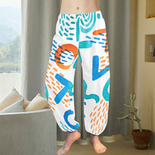 Load image into Gallery viewer, Ti Amo I love you  - Exclusive Brand  - White with Colorful Letters - Women&#39;s Harem Pants
