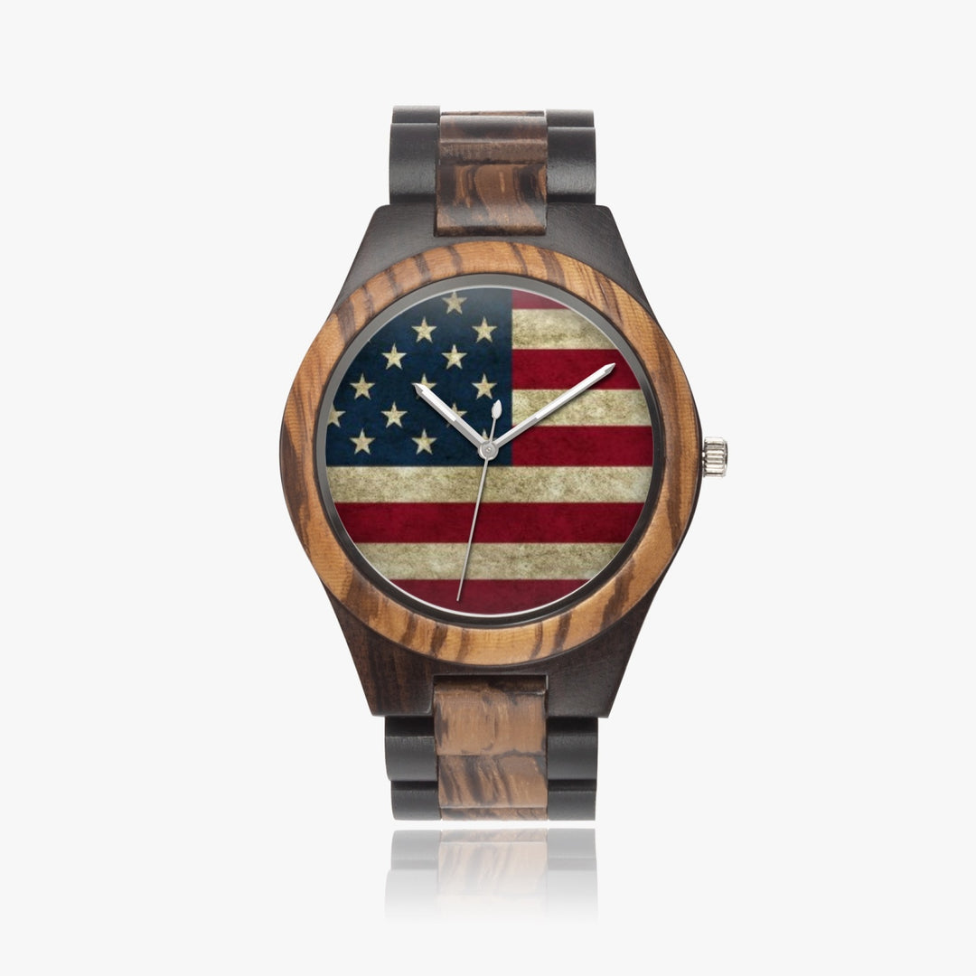 Ti Amo I love you - Exclusive Brand - Rustic Flag - Unisex Designer Indian Ebony Wood Watch 45mm