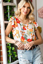 Load image into Gallery viewer, Floral Flutter Sleeve Round Neck Blouse
