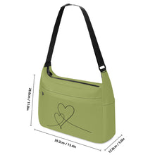 Load image into Gallery viewer, Ti Amo I love you - Exclusive Brand - Olive Green - Double Script Heart - Journey Computer Shoulder Bag
