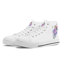 Load image into Gallery viewer, Ti Amo I love you - Exclusive Brand - Floral / Bird/ Butterfly - Womens High-Top Canvas Shoes - White Soles
