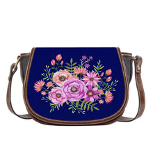 Load image into Gallery viewer, Ti Amo I love you - Exclusive Brand - Dark Navy - Floral Bouquet - Saddle Bag
