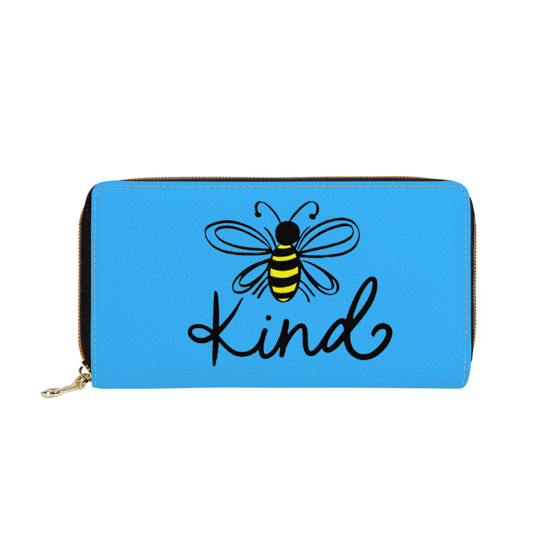 Ti Amo I love you - Exclusive Brand  - Medium Cyan Blue- Bee Kind - Zipper Purse Clutch Bag