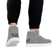 Load image into Gallery viewer, Ti Amo I love you - Exclusive Brand  - Natural Gray  - Skeleton Hands with Heart - High Top Synthetic Leather Sneaker
