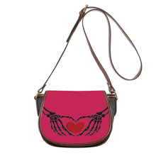 Load image into Gallery viewer, Ti Amo I love you - Exclusive Brand - Cerise Red 2 - Skeleton Hands with Heart - Saddle Bag
