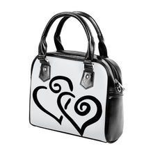 Load image into Gallery viewer, Ti Amo I love you - Exclusive Brand - Anti-Flash White - Double Black Heart -  Shoulder Handbag
