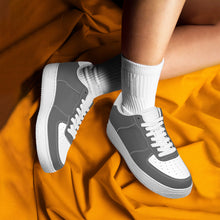 Load image into Gallery viewer, Ti Amo I love you - Exclusive Brand - Davy&#39;s Grey &amp; White - Low Top Unisex Sneakers - Sizes: Big Kids 4.5-7 / Mens 4.5-14.5 / Womens 5.5-14
