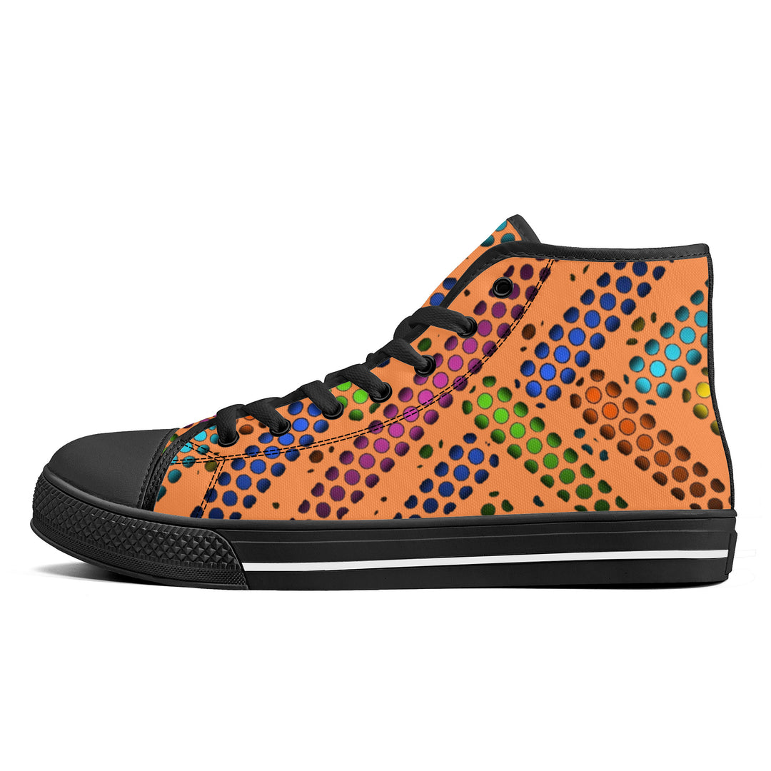 Ti Amo I love you - Exclusive Brand - Coral - Dot Deco - High-Top Canvas Shoes - Black Soles