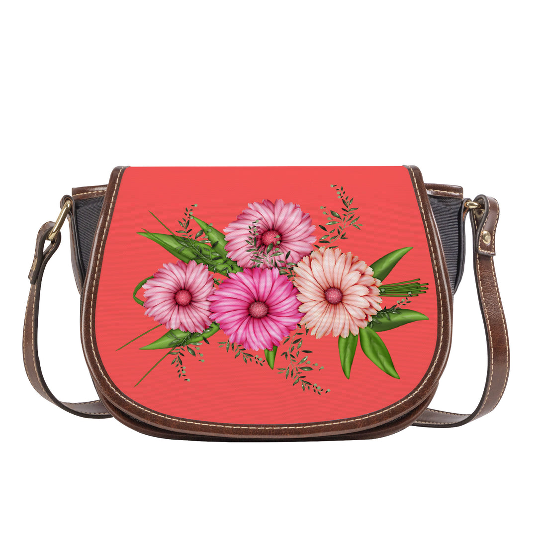 Ti Amo I love you - Exclusive Brand - Persimmon - Pink Floral - Saddle Bag