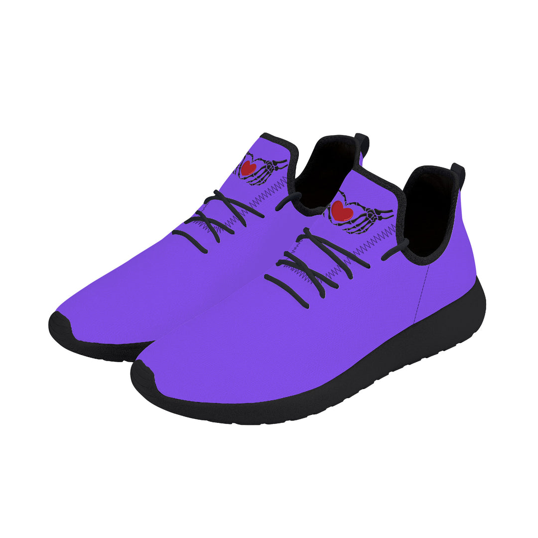 Ti Amo I love you - Exclusive Brand - Light Purple - Skelton Hands with Heart - Mens / Womens - Lightweight Mesh Knit Sneaker - Black Soles