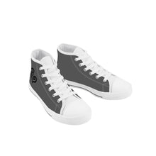 Load image into Gallery viewer, Ti Amo I love you - Exclusive Brand - Davy&#39;s Gray - Double Black Heart -  Kids High Top Canvas Shoes
