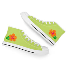 Load image into Gallery viewer, Ti Amo I love you - Exclusive Brand - Hawaiian Flower - Womens High-Top Canvas Shoes - White Soles
