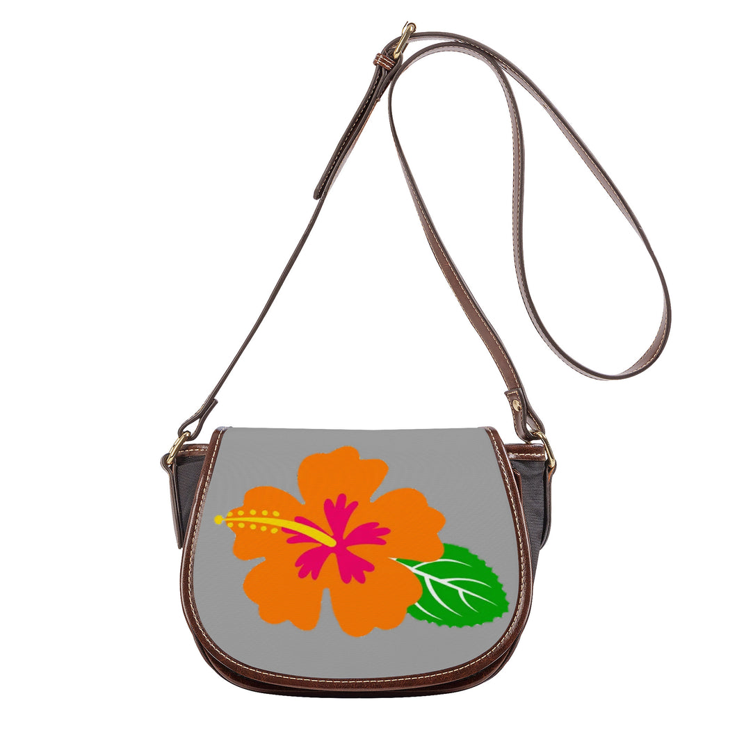 Ti Amo I love you - Exclusive Brand - Silver Chalice - Hawaiian Flower - Saddle Bag