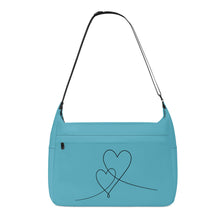 Load image into Gallery viewer, Ti Amo I love you - Exclusive Brand - Acid Wash Jeans Blue - Double Script Heart - Journey Computer Shoulder Bag
