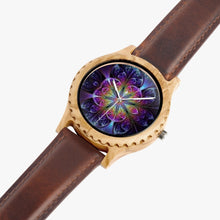 Load image into Gallery viewer, Ti Amo I love you - Exclusive Brand - Purple Floral Pattern - Womens Designer Italian Olive Wood Watch - Leather Strap
