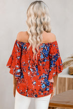 Load image into Gallery viewer, Tied Printed Off-Shoulder Half Sleeve Blouse
