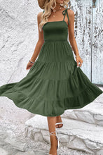 Load image into Gallery viewer, Tie-Shoulder Tiered Midi Dress
