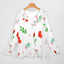 Load image into Gallery viewer, Ti Amo I love you - Exclusive Brand - Hearts &amp; Flowers - Women&#39;s Long Sleeve Loose Tee - Sizes S-5XL
