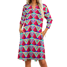 Load image into Gallery viewer, Ti Amo I love you - Exclusive Brand - Hot Pink &amp; Teal - Digital Pattern - 7-point Sleeve Dress - Sizes S-5XL
