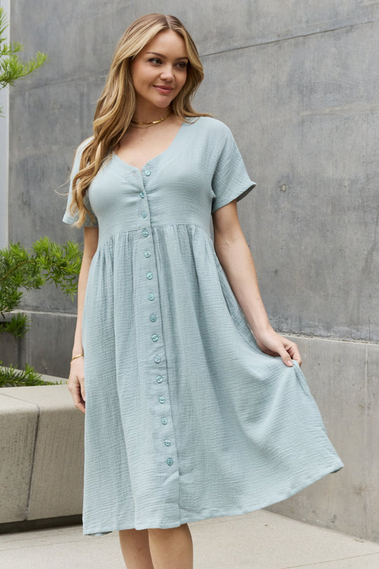 Sweet Lovely By Jen Plus Size Button Down Midi Dress