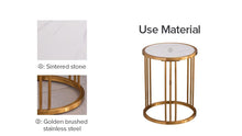 Load image into Gallery viewer, Sintered Stone Round Side/End Table with Golden Stainless Steel Frame
