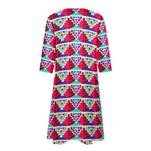 Load image into Gallery viewer, Ti Amo I love you - Exclusive Brand - Hot Pink &amp; Teal - Digital Pattern - 7-point Sleeve Dress - Sizes S-5XL
