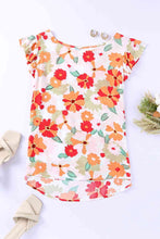 Load image into Gallery viewer, Floral Flutter Sleeve Round Neck Blouse
