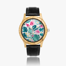 Load image into Gallery viewer, Ti Amo I love you - Exclusive Brand - Monstera Leaf - Womens Designer Italian Olive Wood Watch - Leather Strap
