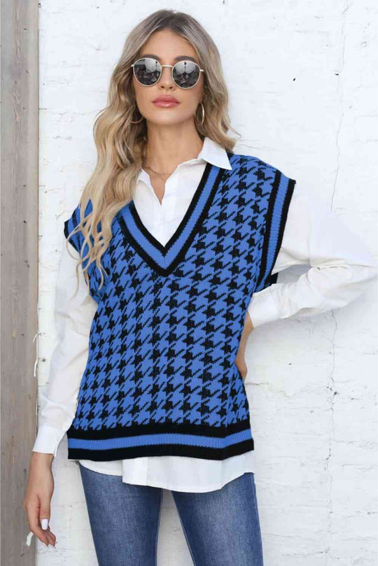 3 Colors - Ribbed V-Neck Sleeveless Sweater