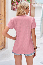 Load image into Gallery viewer, 6 Colors - Eyelet V-Neck Petal Sleeve T-Shirt
