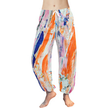 Load image into Gallery viewer, Ti Amo I love you  - Exclusive Brand  - White with Diagonal Painted Stripe Pattern - Women&#39;s Harem Pants
