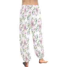 Load image into Gallery viewer, Ti Amo I love you  - Exclusive Brand - White with Pink Flowers - Women&#39;s Harem Pants
